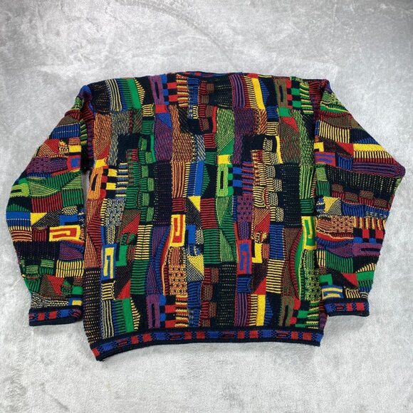 Vintage Kings Images Knit Sweater Mens M Textured Geometric Pullover USA - Picture 8 of 11